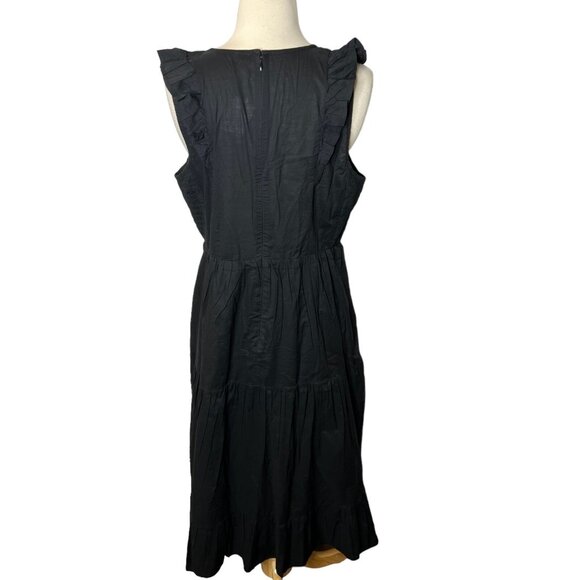 J.Crew $128 V-Neck Midi Dress Size 12 Black BQ043 - Picture 2 of 4